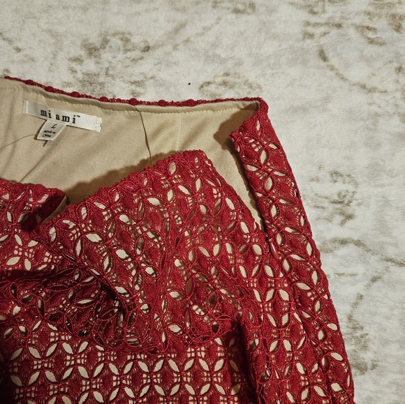 Francesca's Collections Scarlet Crochet Pencil Skirt - Picture 3 of 5